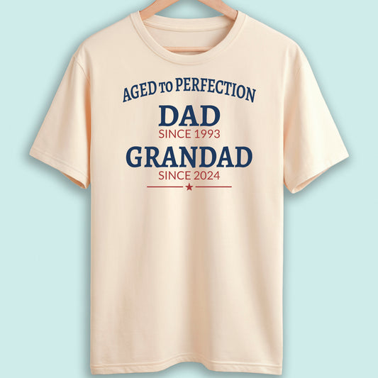 Personalised Dad and Grandad T-Shirt Aged to Perfection