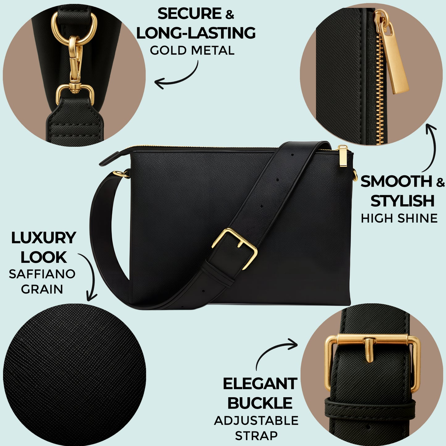 Personalised Cross Body Handbag with Initials (style AY)