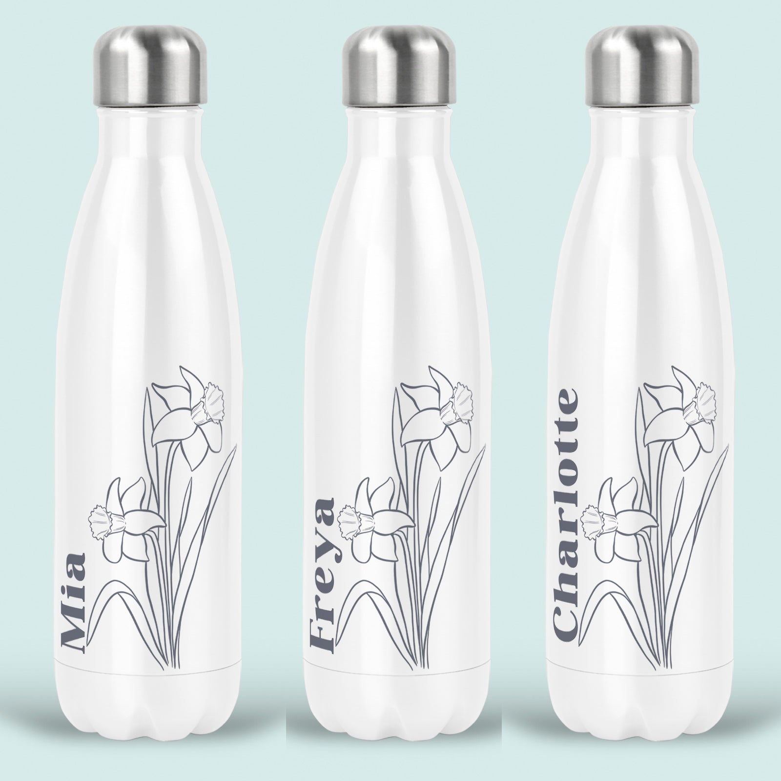 Daffodil Birth Flower Personalised Water Bottle Insulated
