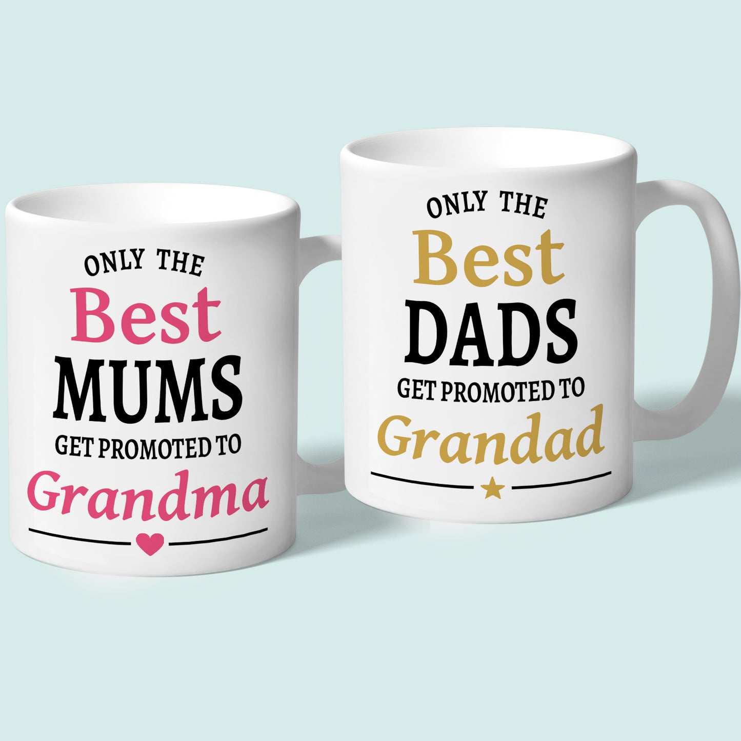 Grandma and Granddad Mug Set Pink Gold