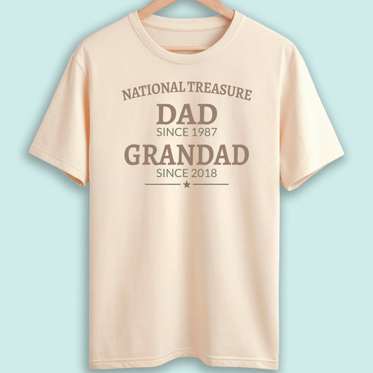 Personalised Dad and Grandad T-Shirt National Treasure