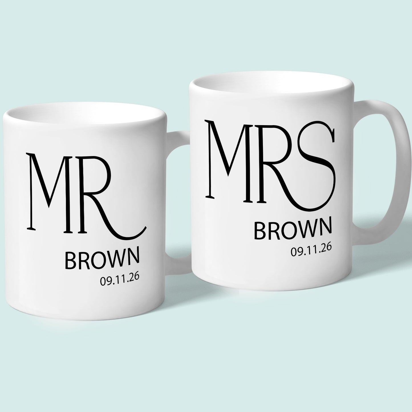 Personalised Mr and Mrs Wedding Mugs