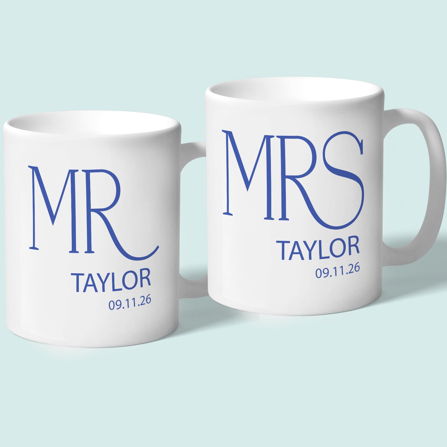 Personalised Mr and Mrs Wedding Mugs