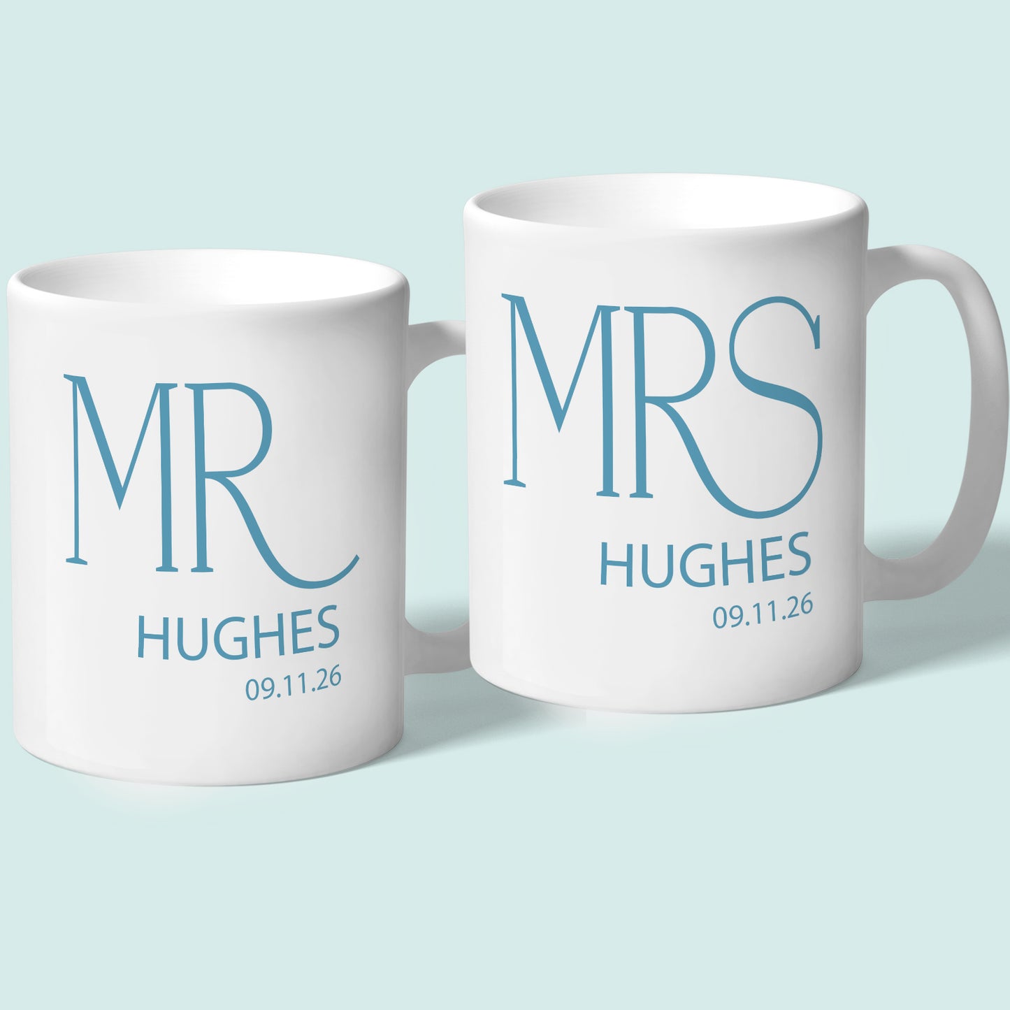 Personalised Mr and Mrs Wedding Mugs