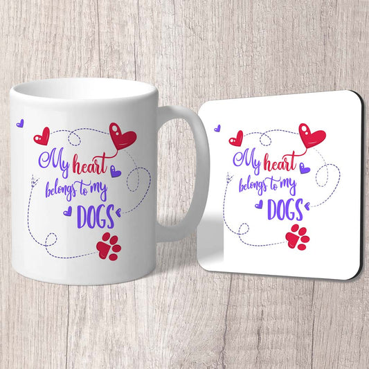 My Heart Belongs To My Dogs Mug (Indigo)
