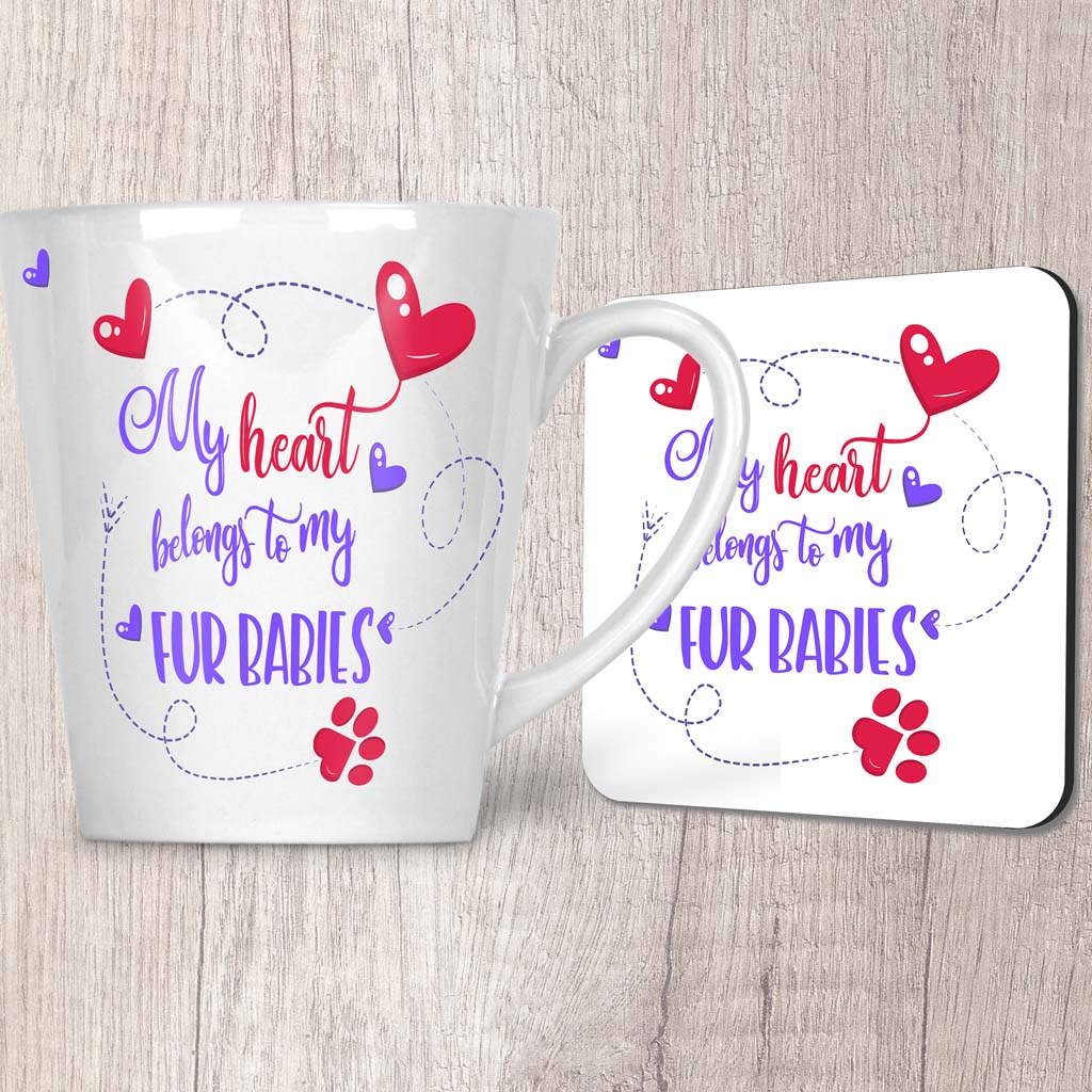 My Heart Belongs To My Fur Babies Latte Mug (Indigo)