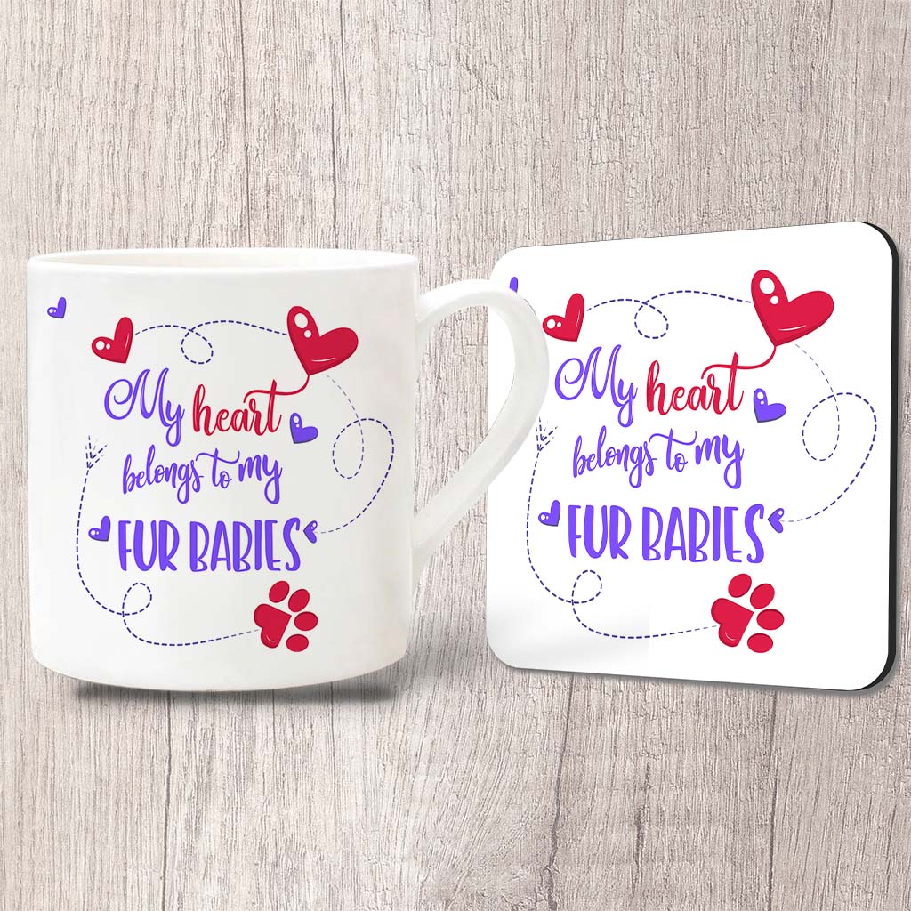My Heart Belongs To My Fur Babies Fine China Mug 13oz (Indigo)