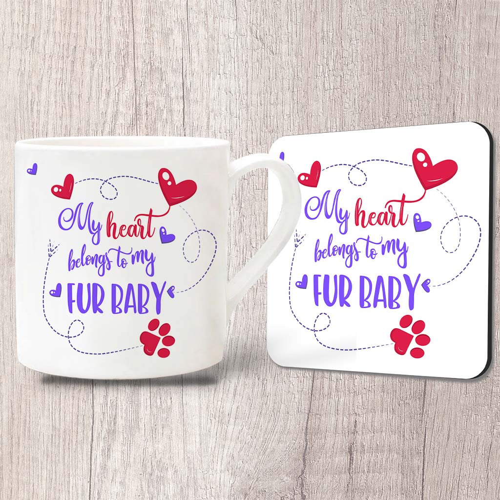 My Heart Belongs To My Fur Baby Fine China Mug 13oz (Indigo)