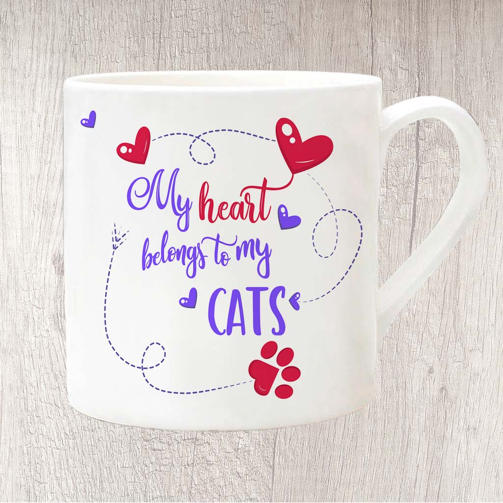 My Heart Belongs To My Cats Fine China Mug 13oz (Indigo)