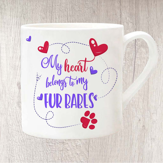 My Heart Belongs To My Fur Babes Fine China Mug 13oz (Indigo)