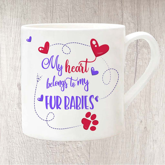 My Heart Belongs To My Fur Babies Fine China Mug 13oz (Indigo)