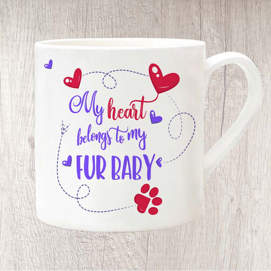My Heart Belongs To My Fur Baby Fine China Mug 13oz (Indigo)
