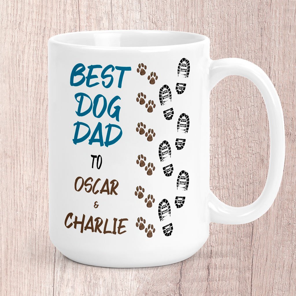 Large Best Dog Mum Footprints & Paw Prints to (dog/s names) Mug
