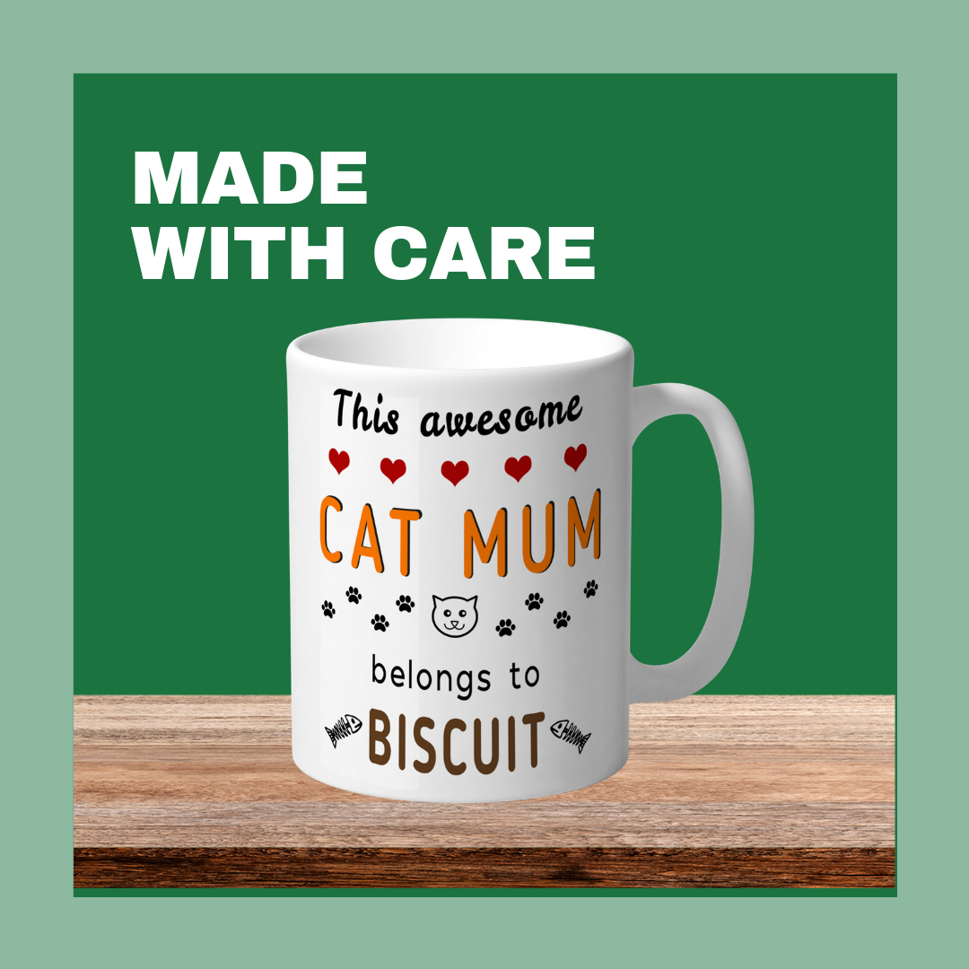 This Awesome Cat Mum Belongs to (cat names) Mug