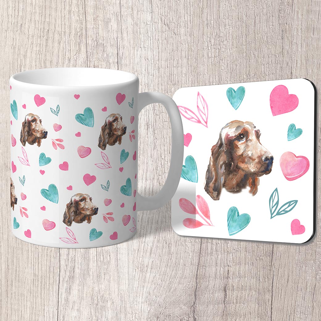 Irish Setter with Pink and Turquoise Hearts Mug