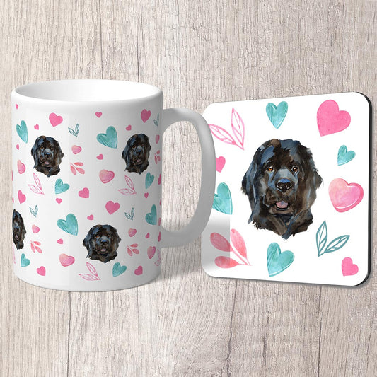 Newfoundland with Pink and Turquoise Hearts Mug