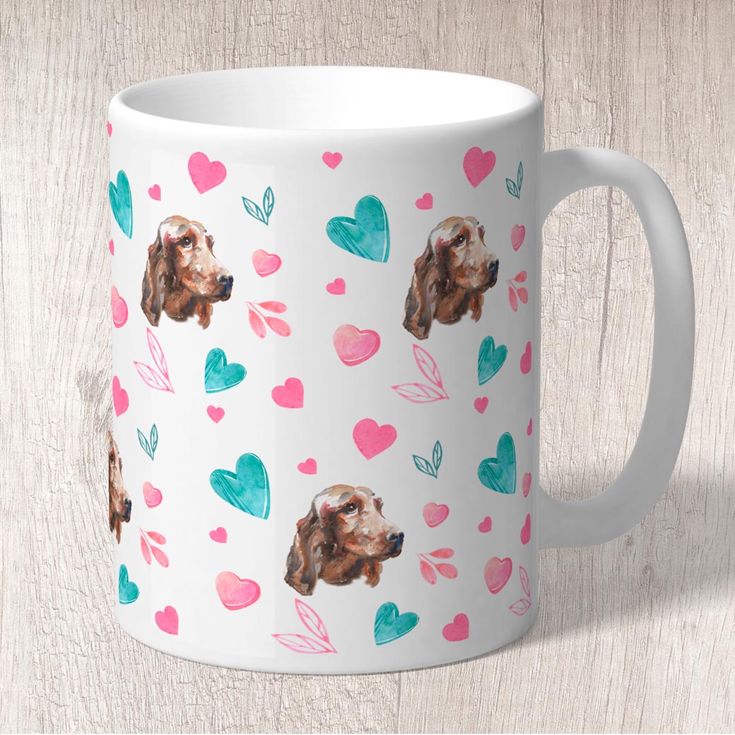 Irish Setter with Pink and Turquoise Hearts Mug