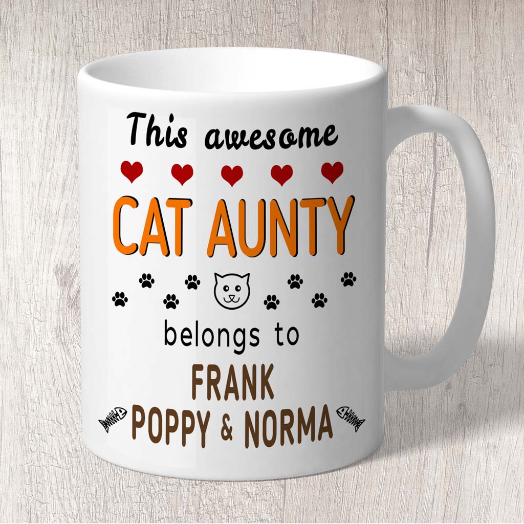 This Awesome Cat Aunty Belongs to (cat names) Mug