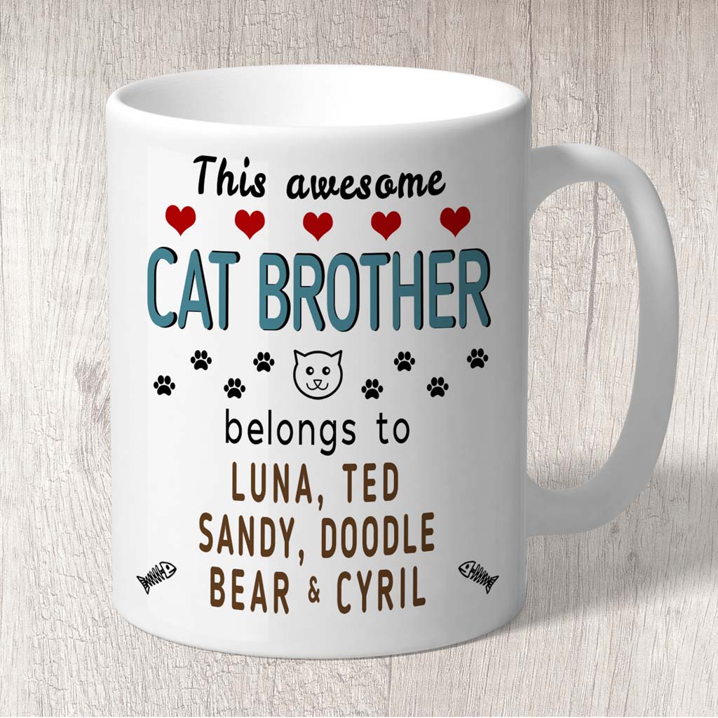 This Awesome Cat Brother Belongs to (cat names) Mug