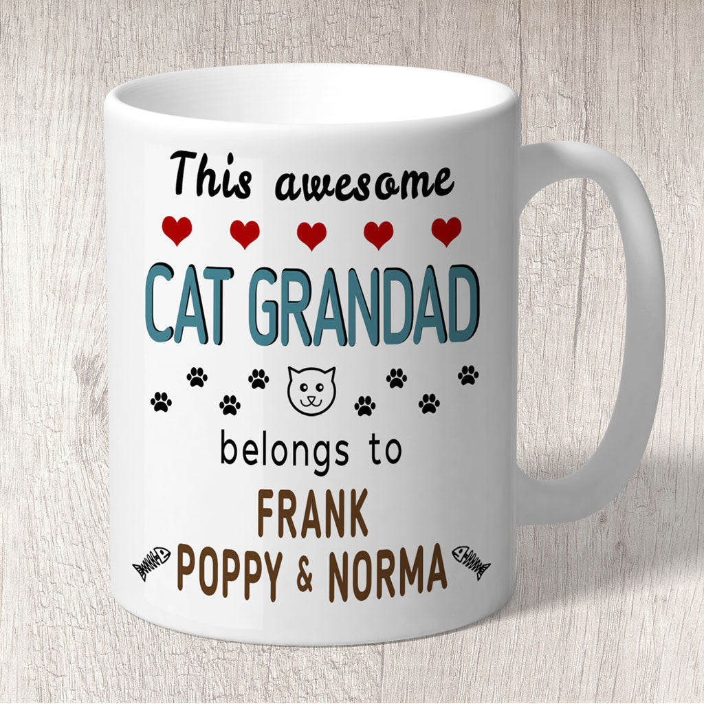 This Awesome Cat Grandad Belongs to (cat names) Mug