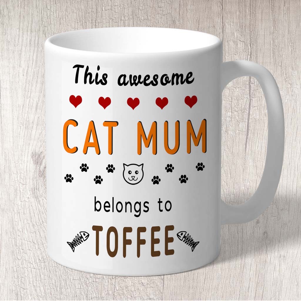 This Awesome Cat Mum Belongs to (cat names) Mug