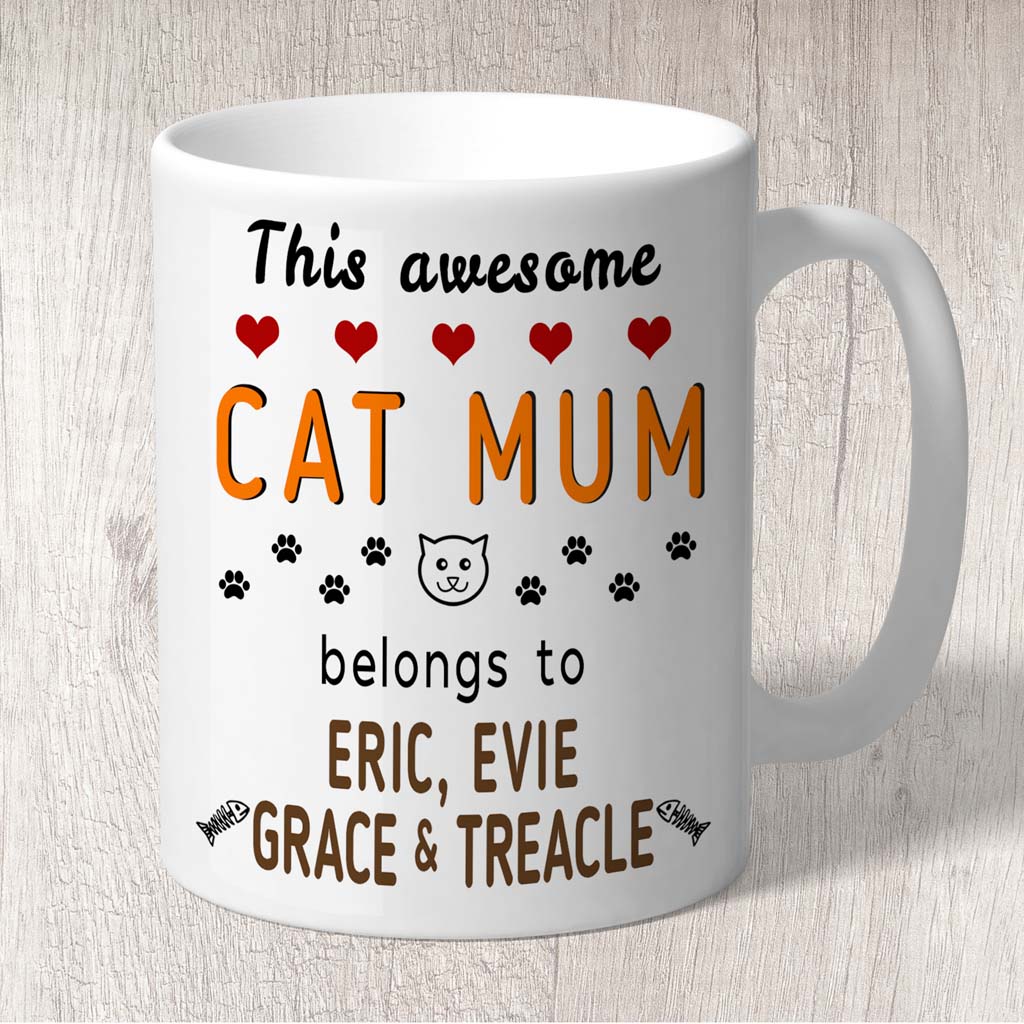 This Awesome Cat Mum Belongs to (cat names) Mug