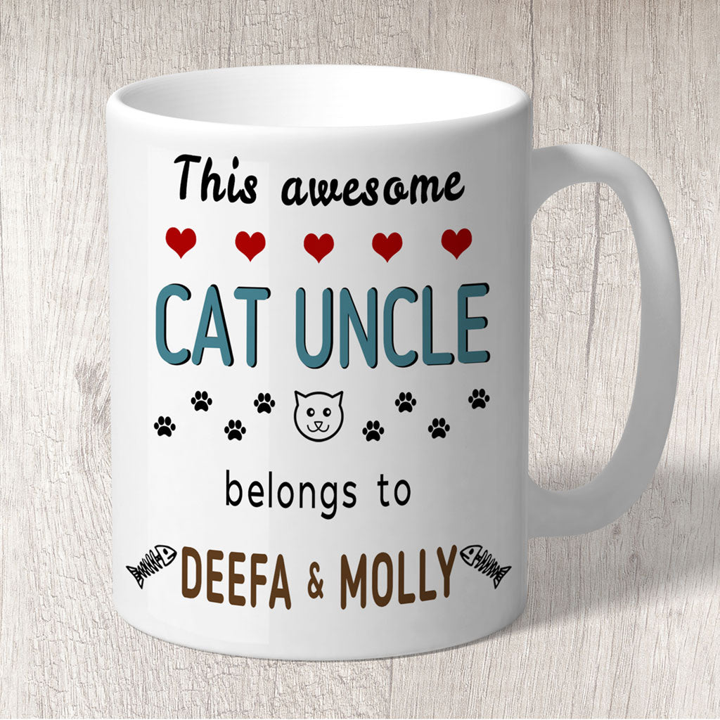 This Awesome Cat Uncle Belongs to (cat names) Mug