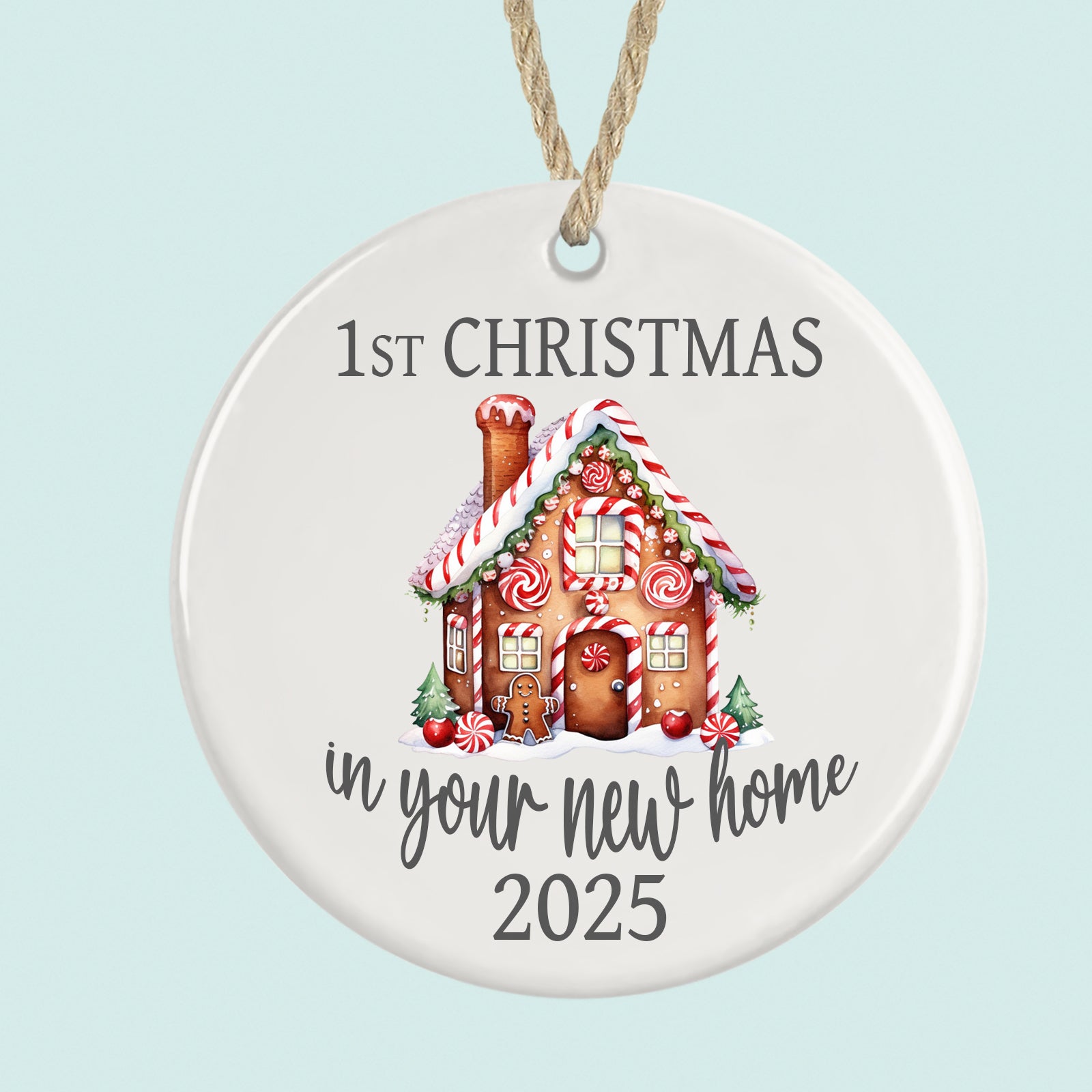 1st Christmas in New Home Ornament 2025 Gingerbread House Ceramic Decoration