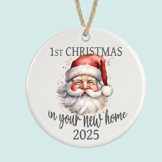 1st Christmas in New Home Ornament 2025 Santa Design Ceramic Decoration