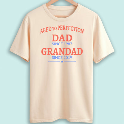 Personalised Dad and Grandad T-Shirt Aged to Perfection