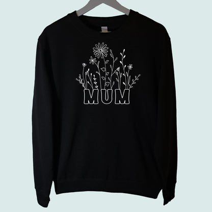 Mum Wildflowers Sweatshirt Black
