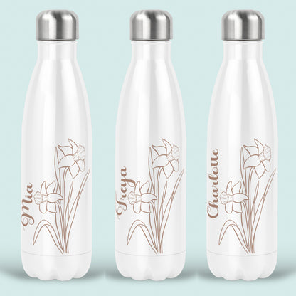 Daffodil Birth Flower Personalised Water Bottle Insulated