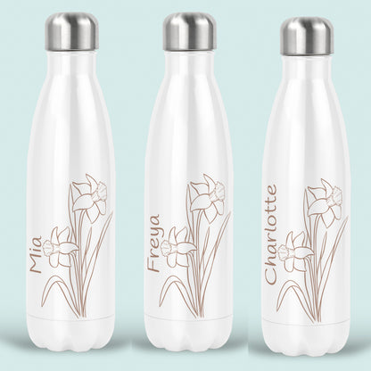 Daffodil Birth Flower Personalised Water Bottle Insulated