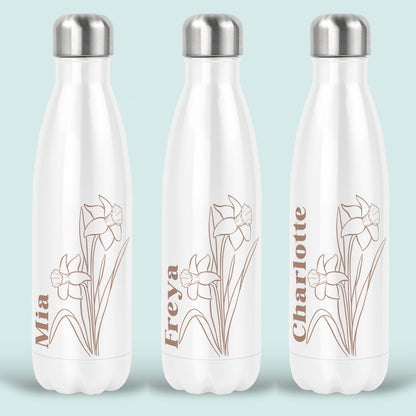 Daffodil Birth Flower Personalised Water Bottle Insulated