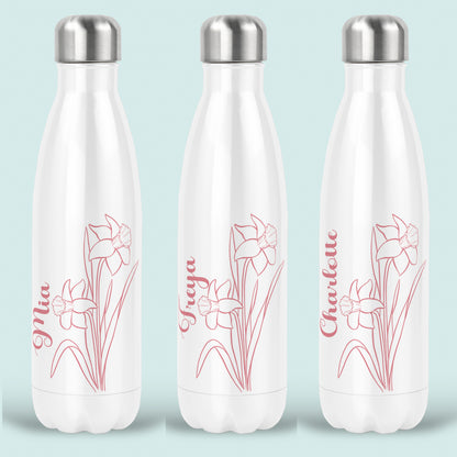 Daffodil Birth Flower Personalised Water Bottle Insulated