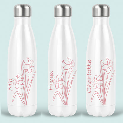 Daffodil Birth Flower Personalised Water Bottle Insulated