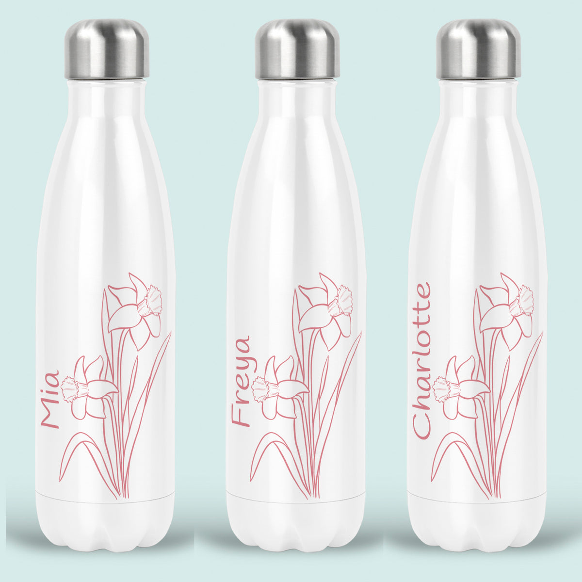 Daffodil Birth Flower Personalised Water Bottle Insulated