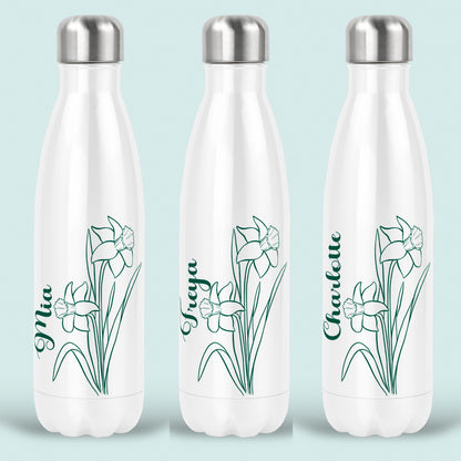 Daffodil Birth Flower Personalised Water Bottle Insulated