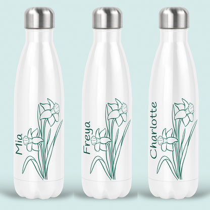 Daffodil Birth Flower Personalised Water Bottle Insulated