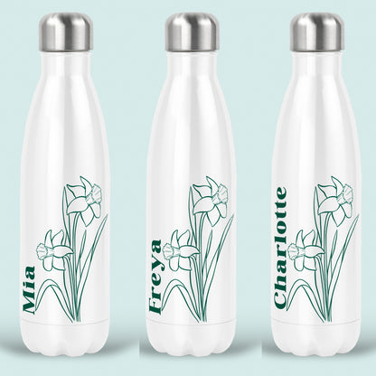 Daffodil Birth Flower Personalised Water Bottle Insulated