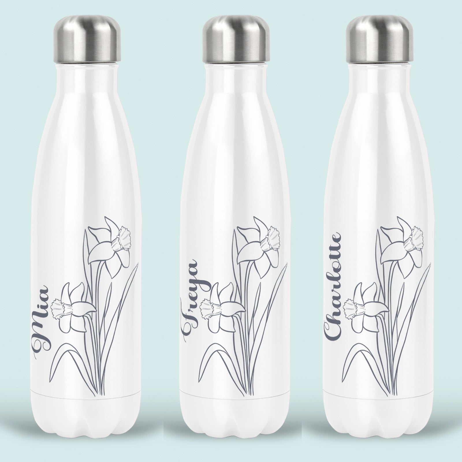 Daffodil Birth Flower Personalised Water Bottle Insulated