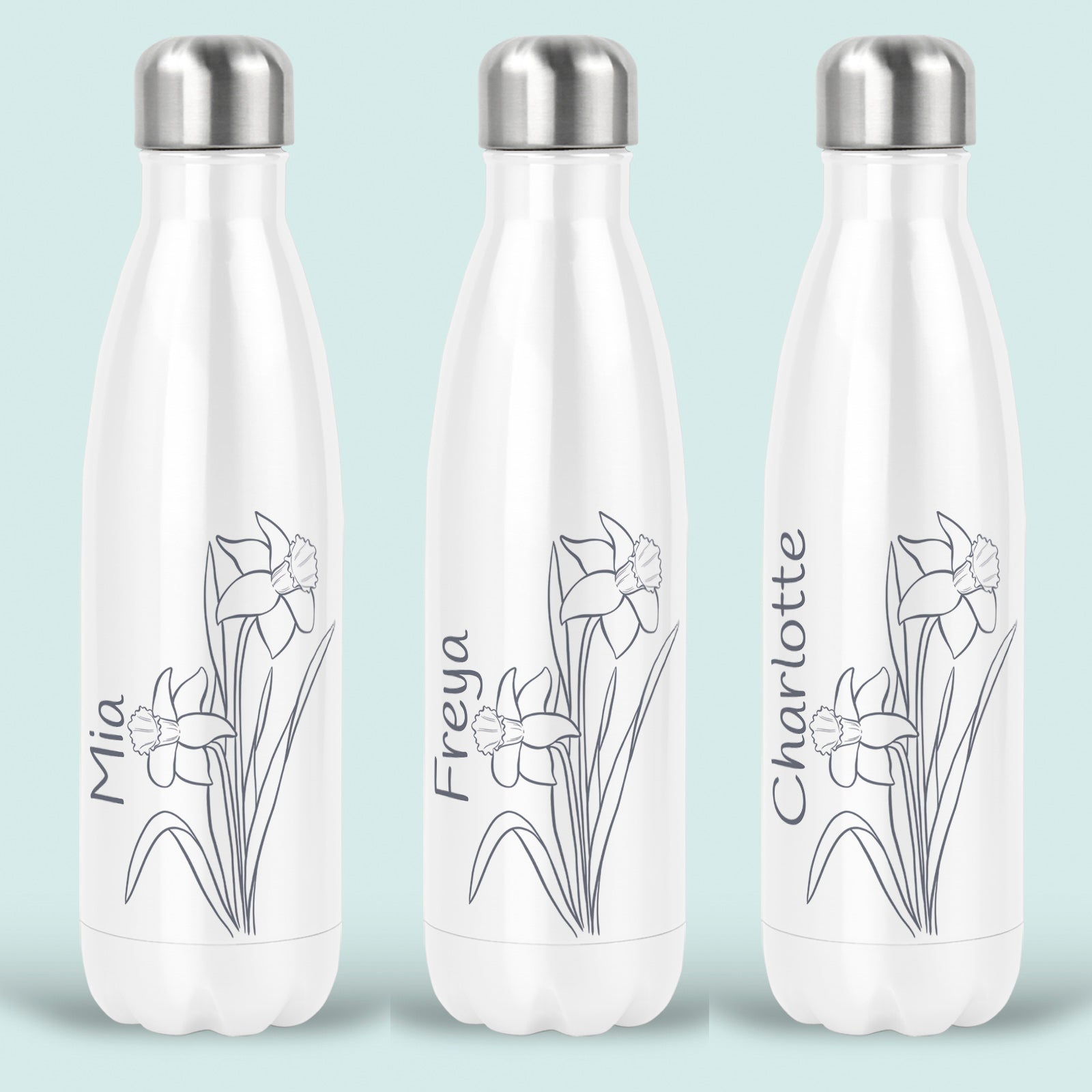 Daffodil Birth Flower Personalised Water Bottle Insulated