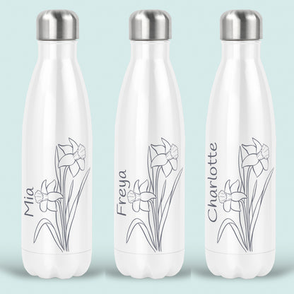 Daffodil Birth Flower Personalised Water Bottle Insulated