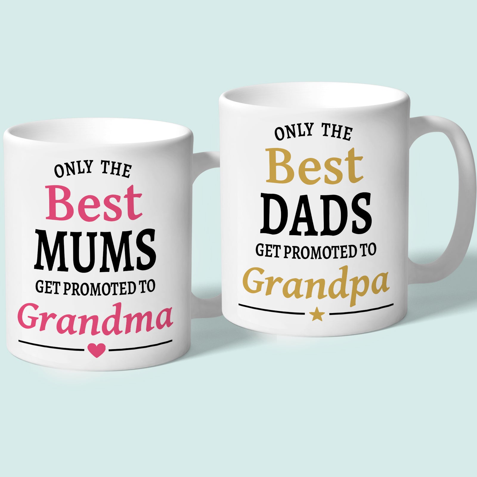 Grandma and Grandpa Mug Set Pink Gold