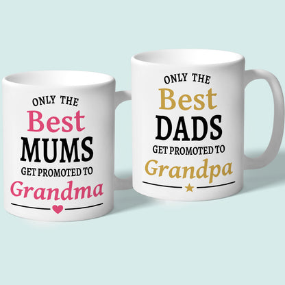 Grandma and Grandpa Mug Set Pink Gold