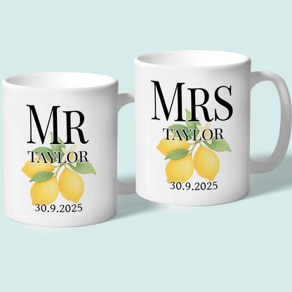 Personalised Mr and Mrs Wedding Mugs