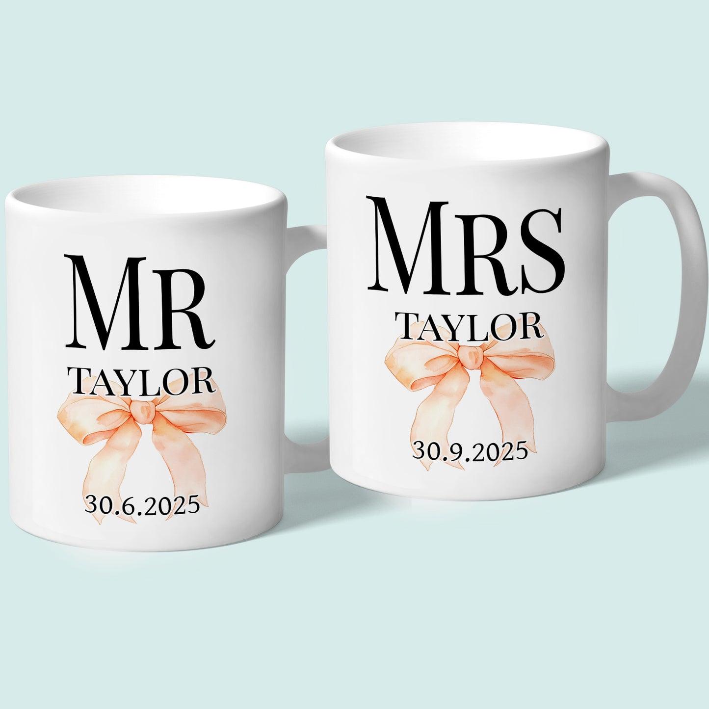 Personalised Mr and Mrs Wedding Mugs