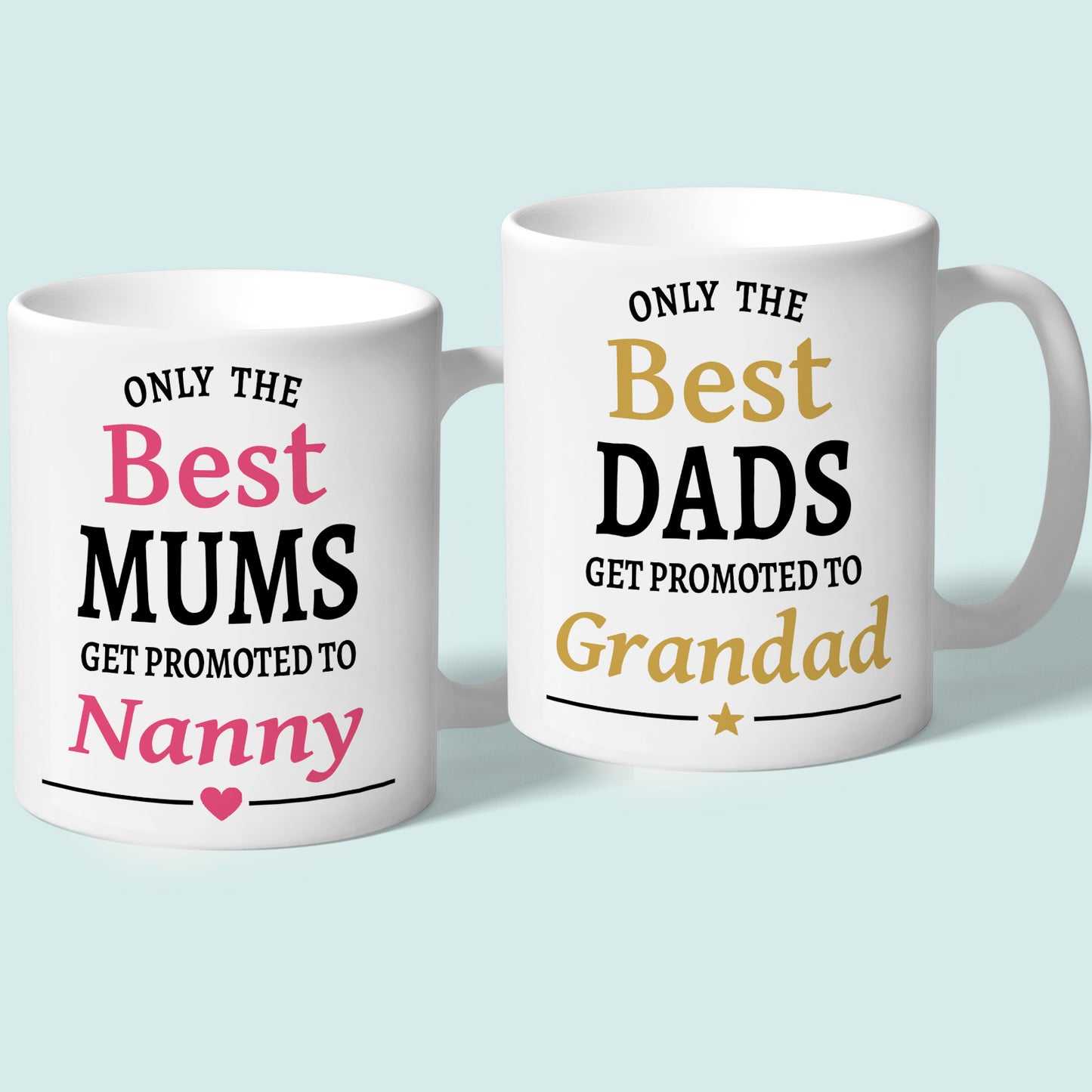 Nanny and Grandad Mug Set Pink Gold