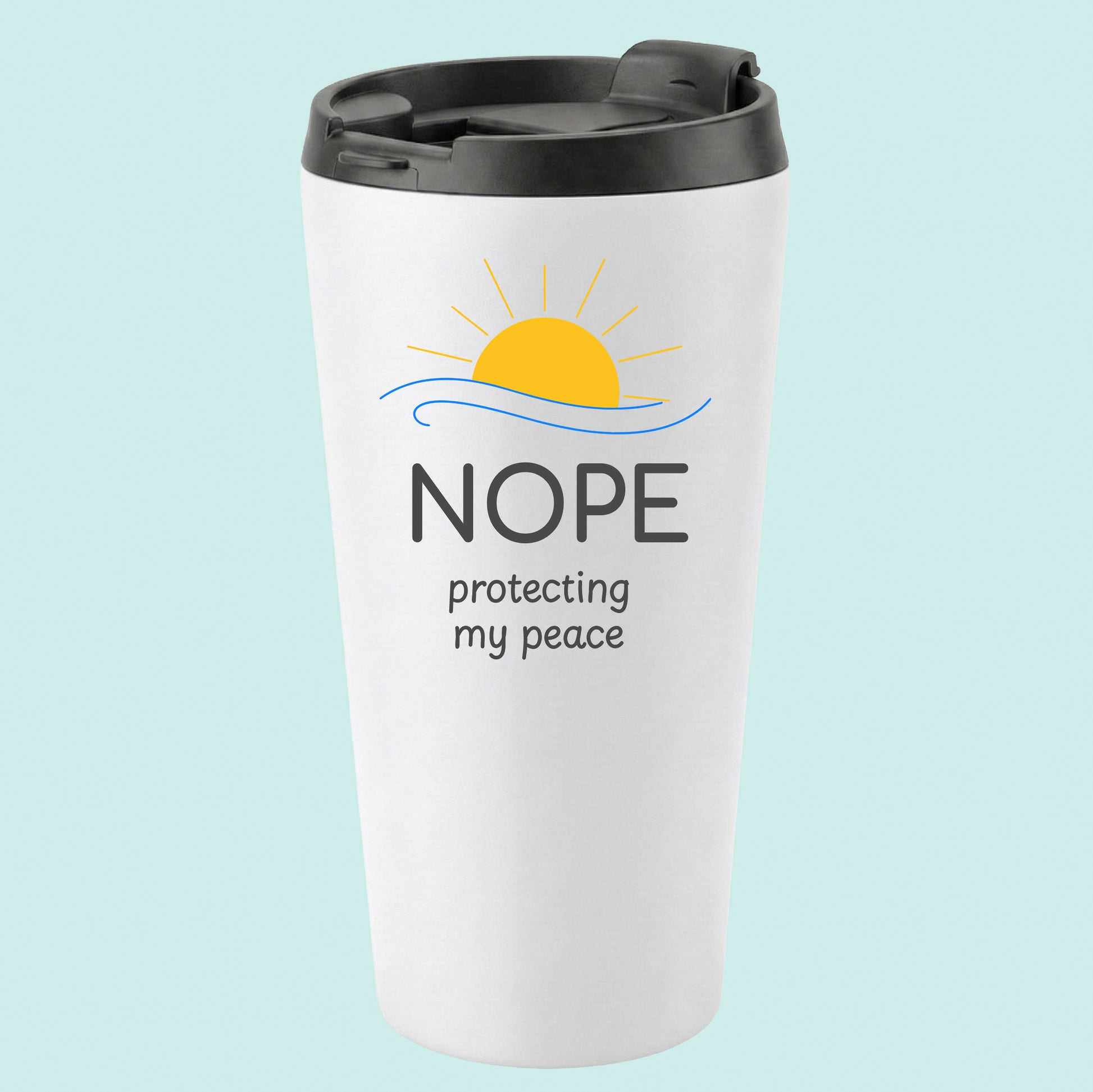 NOPE Protecting my Peace Humourous Tumbler Sunrise 16oz Stainless Steel