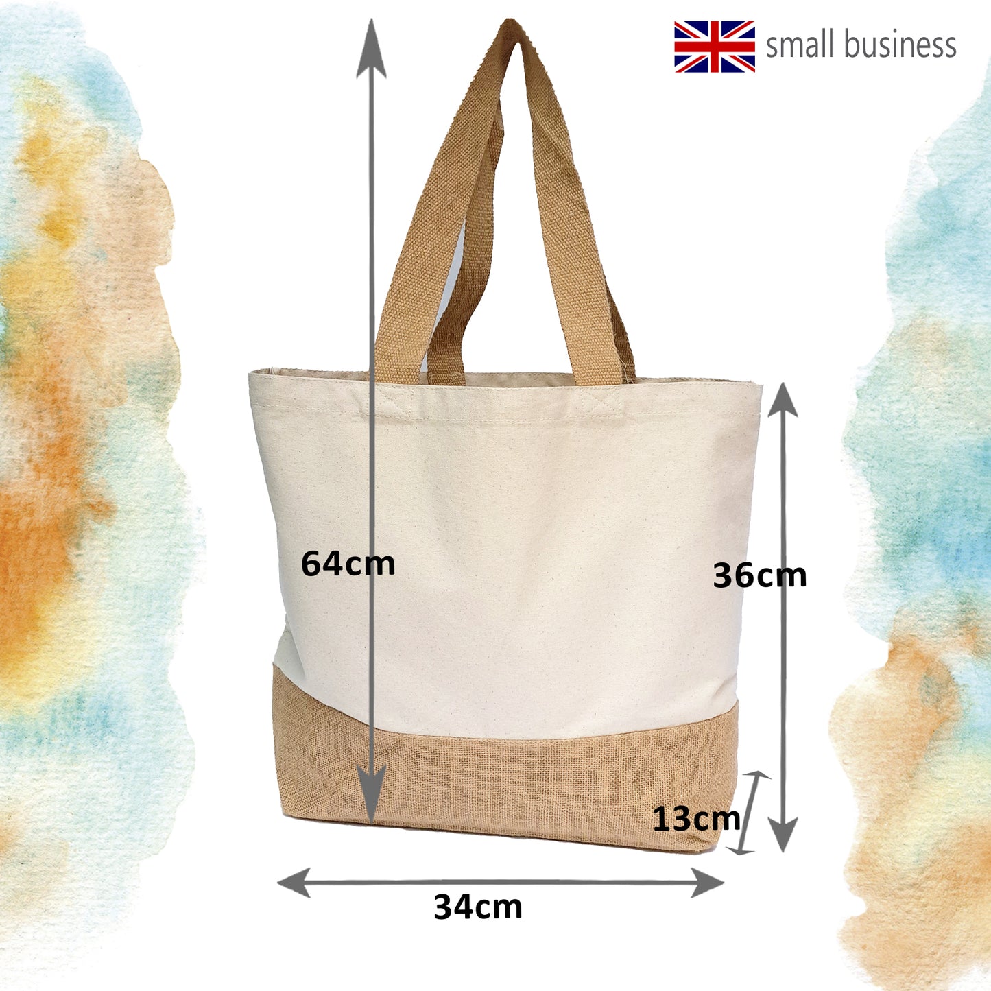 Beach/Travel Theme Canvas Jute Tote Bag with Personalised Initials